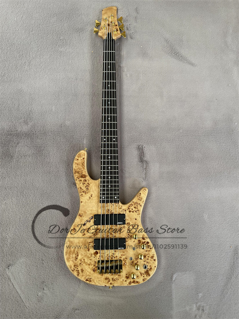 Bass Guitar Fretless - 5สายเบสกีต้าร์เบสเมเปิ้ลเบสคอแม้ว่าไม้แอชร่างกายไม้เมเปิ้ล Burl Top Rosewood Fingerboard 24