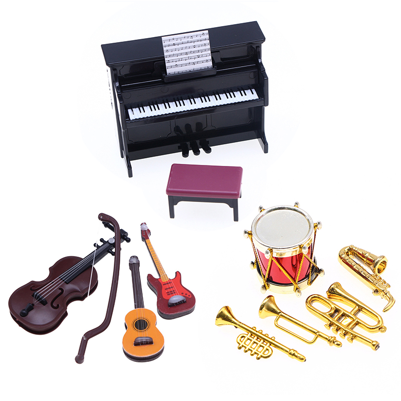 Musical Instrument Project - 【M】1:12 ตุ๊กตาจิ๋ว ชุดเครื่องดนตรีคลาสสิก เปียโน กีตาร์ แซกโซโฟน