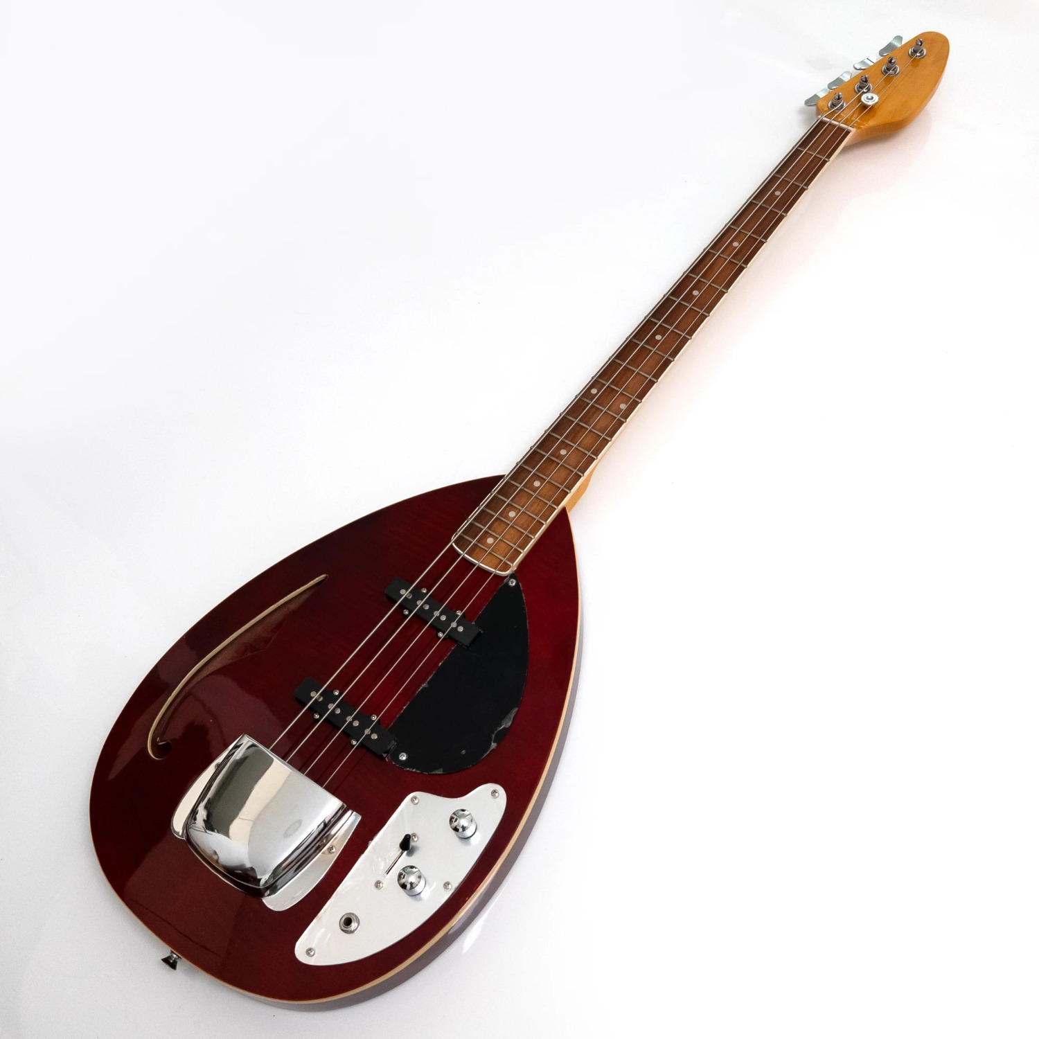 Bass Guitar Fretless - กีตาร์เบสไฟฟ้าแบบกึ่งกลวง 4 สาย ตัวกีตาร์ทำจากไม้มะฮอกกานี คอทำจากไม้เมเปิล ฟิงเกอร์บอร์ดทำจากไม้โรสวูด