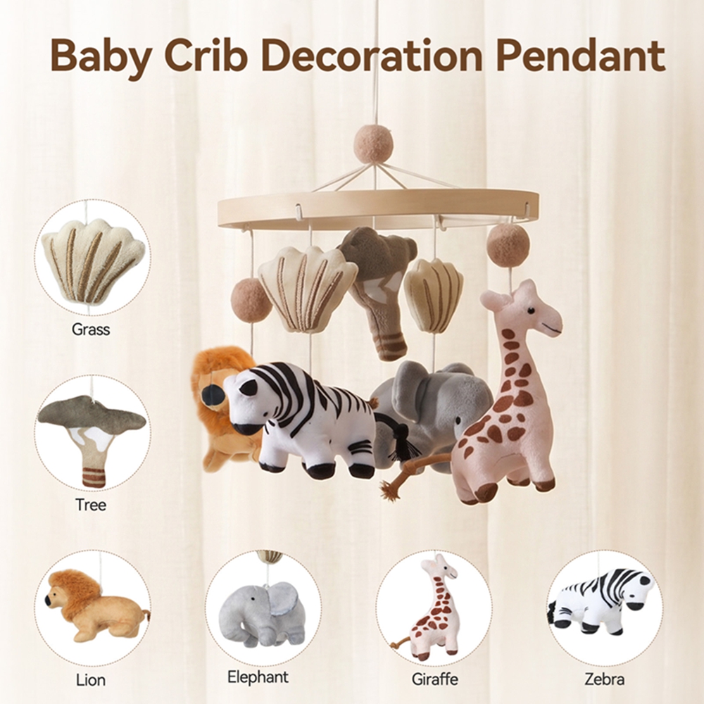 Musical Instrument Africa - ของเล่นเขย่ามือรูปสัตว์แอฟริกันสำหรับเด็กทารก 0-12 เดือน ของเล่นแขวนเตียงพร้อมกล่องดนตรี ของเล่นเสริมพัฒนาการ ของขวัญ