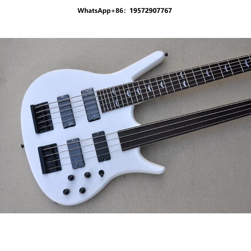 Bass Guitar Fretless - กีตาร์เบสไฟฟ้าแบบสองคอ 4+5 สาย ไม่มีเฟรต เครื่องดนตรีสายราคาประหยัด