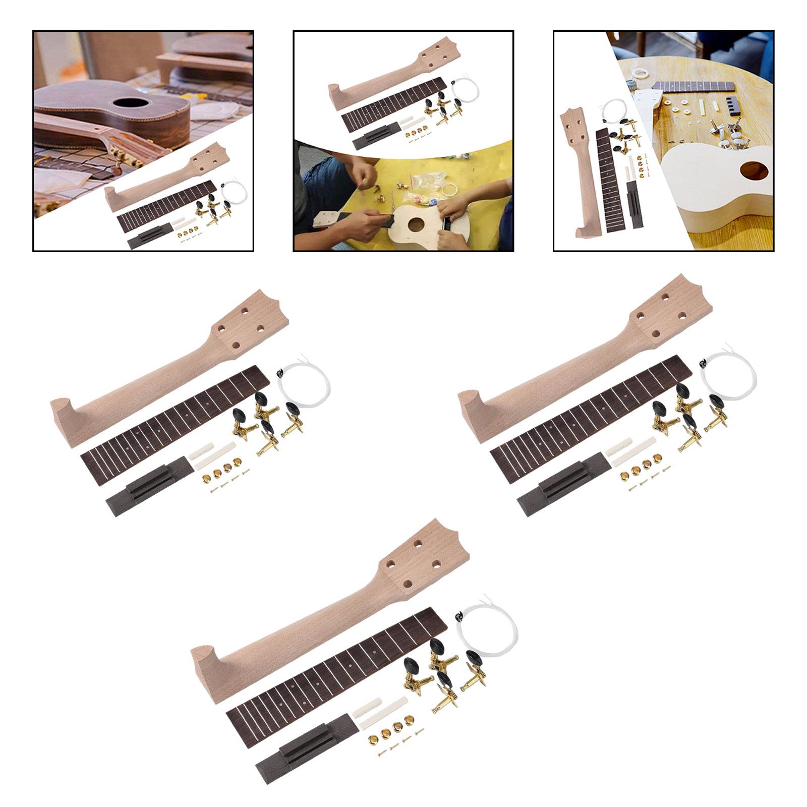 Musical Instrument Family - ชุดอุปกรณ์ทำอูคูเลเล่ DIY พร้อมสายสะพายและอุปกรณ์เสริมเครื่องดนตรี ชุดประกอบอูคูเลเล่สำหรับเด็กชาย เด็กหญิง ครอบครัว