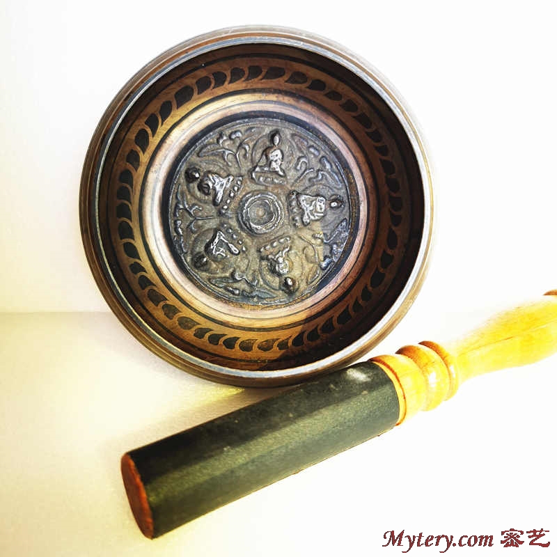 Musical Instrument Of India - โยคะ Healing สมาธิเครื่องดนตรีทิเบตร้องเพลงชามห้าพระพุทธรูปทองเหลือง 10 ซม.14 ซม.17