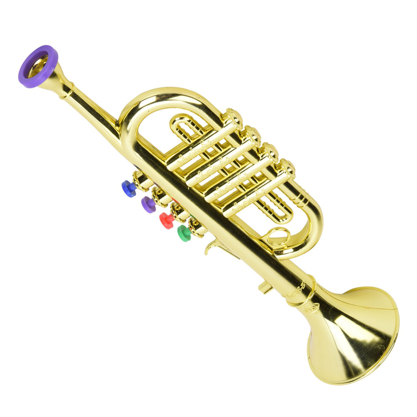 Musical Instrument Project - ทรัมเป็ตเด็ก พลาสติกเคลือบทอง ของขวัญดนตรีสำหรับเด็กก่อนวัยเรียน เครื่องดนตรีลม ดนตรีสำหรับเด็กก่อนวัยเรียน