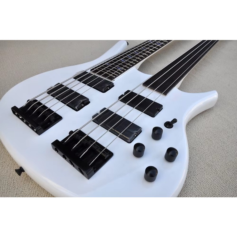 กีตาร์เบสไฟฟ้าแบบสองคอ 4+5 สาย - Bass Guitar Fretless บทวิจารณ์และราคา