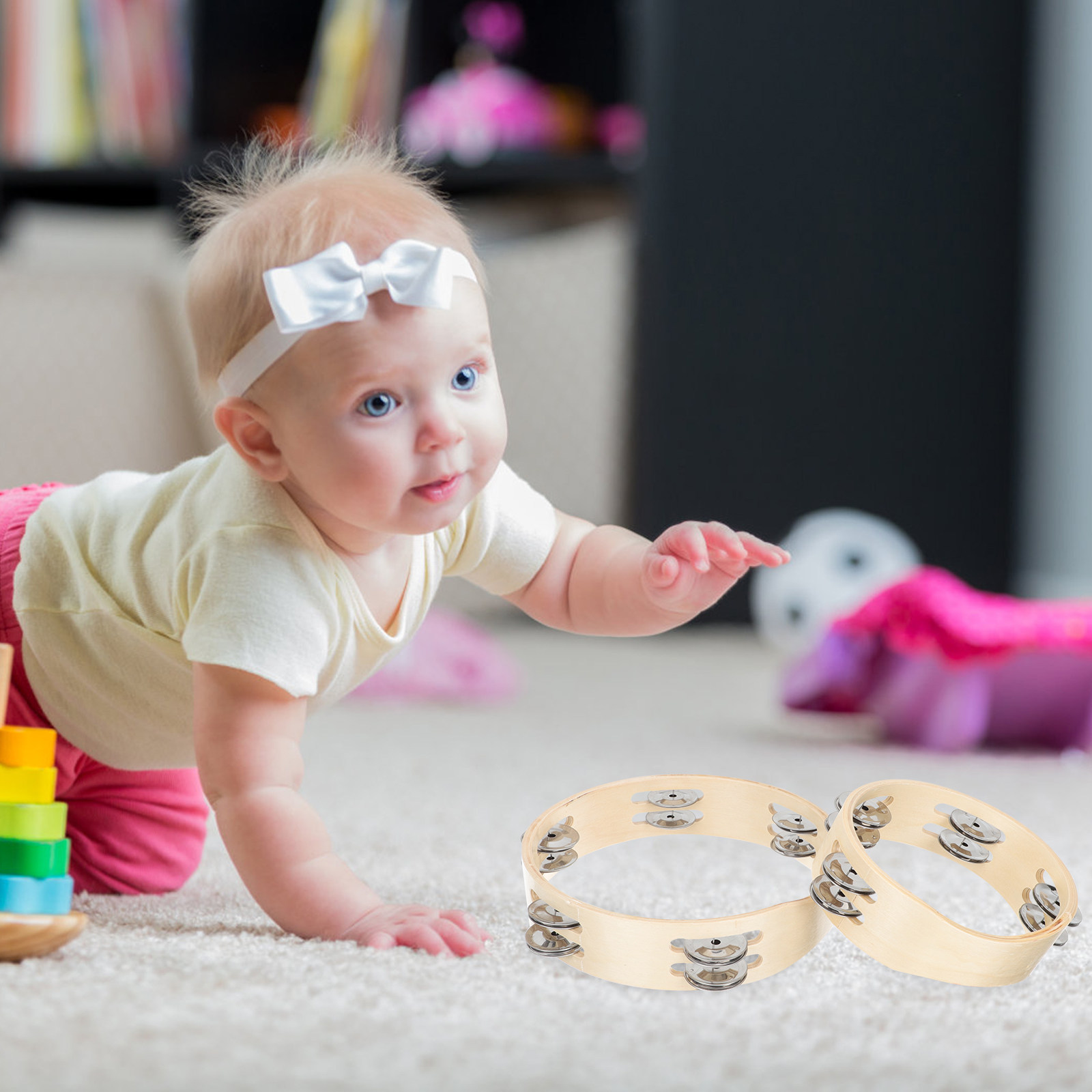 แทมบูรีนแบบถือมือ 2 ชิ้น ทนทาน - Musical Instrument Family บทวิจารณ์และราคา